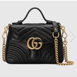 Gucci GG Marmont Mini Top Handle Bag with Removable Cross Body Strap